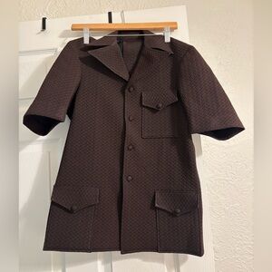 Vintage Crimplene Structured Short Sleeve Jacket - Mod Retro
